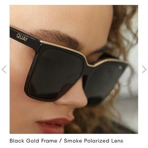Quay Polarized Level Up Sunglasses - Black Gold Frame / Smoke Polarized Lens